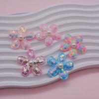 DIY Hair Flowers, Cloth, with Plastic Pearl 40mm 