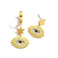 Evil Eye Earrings, Titanium Steel, plated, fashion jewelry & micro pave cubic zirconia 