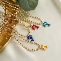 Brass Jewelry Necklace, with 5cm extender chain, Dolphin, plated, fashion jewelry & enamel cm 