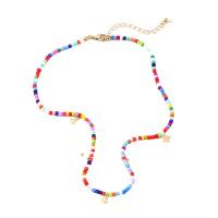 Glass Seed Beads Necklace, Zinc Alloy, with Seedbead, plated, for woman, multi-colored Approx 42 cm 
