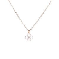 Rhinestone Zinc Alloy Necklace, with 5CM extender chain, Four Leaf Clover, plated, micro pave rhinestone & for woman & enamel Approx 45 cm 