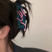 Haarklammer, Zinklegierung, mit Stoff, handgemacht, für Frau & doppelseitig, blau, 120mm, verkauft von PC