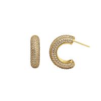 Sterling Silver Stud Earring, argent sterling 925, Placage, pavé de micro strass & pour femme, plus de couleurs à choisir, Vendu par paire