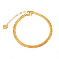 Bracelets en acier inoxydable bijoux, Acier titane, avec 2inch chaînes de rallonge, Placage de couleur d'or, Double couche & bijoux de mode & pour femme Environ 7.9 pouce, Vendu par PC