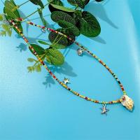 жемчужное стеклянное ожерелье , цинковый сплав, с Seedbead, с 5cm наполнитель цепи, Связанный вручную, ювелирные изделия моды & Женский, разноцветный, длина:Приблизительно 45 см, продается PC