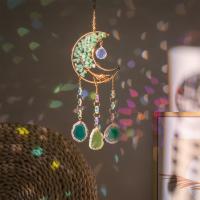 Hängende Ornamente, Eisen, mit Messingdraht & Grüner Aventurin & Achat & Kristall, handgemacht, für Zuhause und Büro, 350x100mm, verkauft von PC