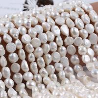 Perles nacres baroques de culture d'eau douce , perle d'eau douce cultivée, DIY, blanc, 10-11mm Environ 50 cm, Vendu par brin[