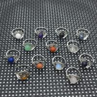 Gemstone Brass Finger Ring, with Gemstone, plated, Natural & fashion jewelry & for woman 17mm [