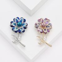 Crystal Brooch, Brass, with Crystal, Flower, plated, fashion jewelry & micro pave cubic zirconia & for woman 