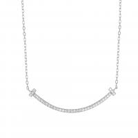 Sterling Silver Jewelry Necklace, 925 Sterling Silver, with 1.97inch extender chain, plated, fashion jewelry & for woman & with rhinestone Approx 15.74 Inch 