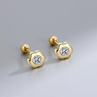 Sterling Silver Stud Earring, 925 Sterling Silver, plated, fashion jewelry & for woman & with rhinestone 5.5mm 