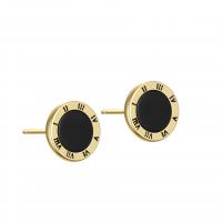 Sterling Silver Stud Earring, 925 Sterling Silver, with Black Agate, plated, fashion jewelry & for woman 9mm 
