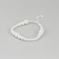 Sterling Silver Bracelets, 925 Sterling Silver, with Plastic Pearl, with 1.18inch extender chain, fashion jewelry & for woman Approx 6.3 Inch 