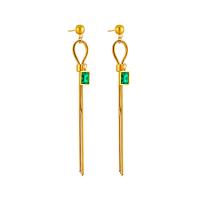 Titanium Steel Earrings, 18K gold plated, fashion jewelry & for woman & with rhinestone, golden, 90mm,8*6mm 