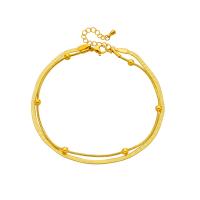 Stainless Steel Anklets Jewelry, Titanium Steel, with 1.97inch extender chain, plated, Double Layer & fashion jewelry & for woman, golden Approx 7.87 Inch 