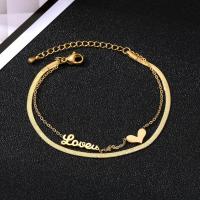 Stainless Steel Chain Bracelets, 304 Stainless Steel, with 1.97inch extender chain, plated, Double Layer & fashion jewelry & for woman, golden Approx 5.9 Inch, Approx 6.3 Inch 