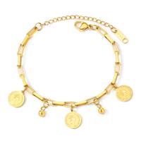 Stainless Steel Charm Bracelet, 304 Stainless Steel, with 1.97inch extender chain, plated, fashion jewelry & for woman, golden, 10mm Approx 5.9 Inch 