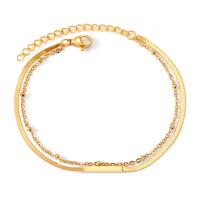 Stainless Steel Chain Bracelets, 304 Stainless Steel, plated, Double Layer & fashion jewelry & Unisex, golden Approx 6.3 Inch 