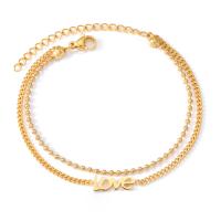 Stainless Steel Chain Bracelets, 304 Stainless Steel, plated, Double Layer & fashion jewelry & for woman, golden Approx 5.9 Inch 