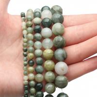 Single Gemstone Beads, Green Grass Stone, Round, DIY green Approx 1mm Approx 38 cm 