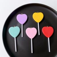 Imitation alimentaires pendants de résine, coeur, Mignon & DIY, plus de couleurs à choisir, 35mm, Environ Vendu par sac