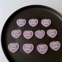 Resin Jewelry Pendant, Heart, cute & DIY & with rhinestone, pink Approx 