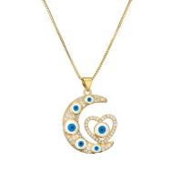 Cubic Zircon Micro Pave Brass Necklace, with 5m extender chain, plated, fashion jewelry & micro pave cubic zirconia & enamel m 