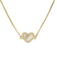Cubic Zircon Micro Pave Brass Necklace, with Shell, plated, fashion jewelry & micro pave cubic zirconia 