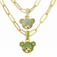 Cubic Zircon Micro Pave Brass Necklace, with 5cm extender chain, Bear, plated, fashion jewelry & micro pave cubic zirconia cm 