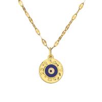 Evil Eye Jewelry Necklace, Brass, with 304 Stainless Steel Chain, with 5cm extender chain, plated, fashion jewelry & with rhinestone cm 