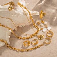 Parures de bijoux en acier inoxydable, Acier inoxydable 304, bague, anneau & Bracelet & boucle d'oreille & collier, avec perle de plastique, Placage, bijoux de mode & styles différents pour le choix, doré, Vendu par PC