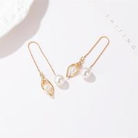 Plastic Pearl Zinc Alloy Earring, with Plastic Pearl, fashion jewelry & for woman, gold, 11cm 