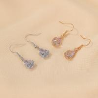 Cubic Zircon Brass Earring, with Cubic Zirconia, plated, fashion jewelry & for woman 32mm 