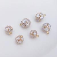 Cubic Zirconia Brass Pendants, real gold plated, DIY & micro pave cubic zirconia, gold 