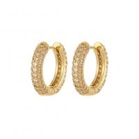Cubic Zirconia Micro Pave Brass Earring, real gold plated, micro pave cubic zirconia & for woman [