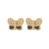 Cubic Zirconia Micro Pave Brass Earring, Butterfly, real gold plated, micro pave cubic zirconia & for woman & enamel 
