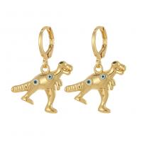 Evil Eye Earrings, Brass, Dinosaur, real gold plated, micro pave cubic zirconia & for woman & enamel 