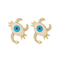 Evil Eye Earrings, Brass, Scorpion, real gold plated, micro pave cubic zirconia & for woman & enamel 