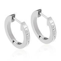 Stainless Steel Huggie Hoop Earring, 304 Stainless Steel, fashion jewelry & Unisex & with rhinestone 