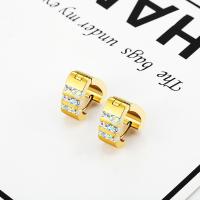 Stainless Steel Leverback Earring, 304 Stainless Steel, fashion jewelry & Unisex & with rhinestone, golden, 7mm [