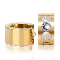 Stainless Steel Huggie Hoop Earring, 304 Stainless Steel, fashion jewelry & with rhinestone, golden, 7.04u00d713.84mm 