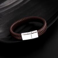 PU Leather Cord Bracelets, 316 Stainless Steel, with PU Leather, fashion jewelry 10mm [