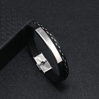 PU Leather Cord Bracelets, 316 Stainless Steel, with PU Leather, fashion jewelry & for man 10mm [