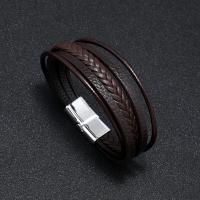 PU Leather Cord Bracelets, 316 Stainless Steel, with PU Leather, fashion jewelry & for man 12mm 
