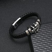 PU Leather Cord Bracelets, 316 Stainless Steel, with PU Leather, fashion jewelry & for man, 12mm 