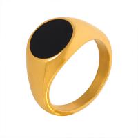 Titanium Steel Finger Ring, Round, Vacuum Ion Plating & for woman & enamel US Ring 