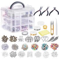 Kit de Fornitras de DIY Joyería, aleación de zinc, con Cuentas de vidrio & Perlas plásticas & fundición & Acrílico, chapado, 180x180x160mm, Vendido por Set
