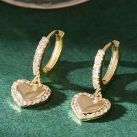 Pendiente colgante de cobre con los diamantes de imitación , metal, Joyería & para mujer & con diamantes de imitación, dorado, 23x10mm, Vendido por Par