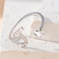 Латунное кольцо с стразами, Латунь, плакирован серебром, ювелирные изделия моды & Женский & со стразами, 16mm, продается PC