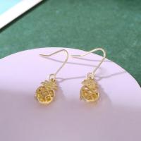 Brass Drop Earring, Pineapple, fashion jewelry & for woman, golden 